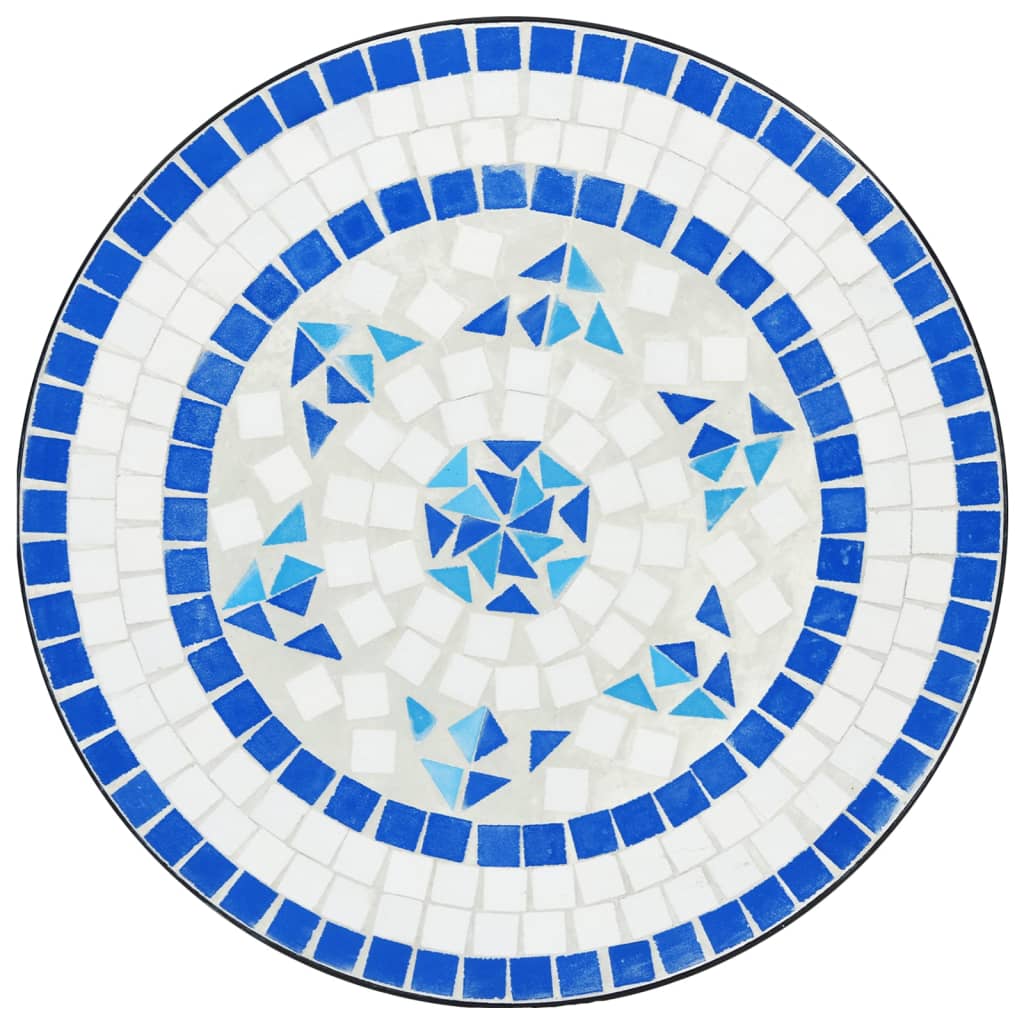 Bistrobord med mosaikk blå og hvit jern og keramikk