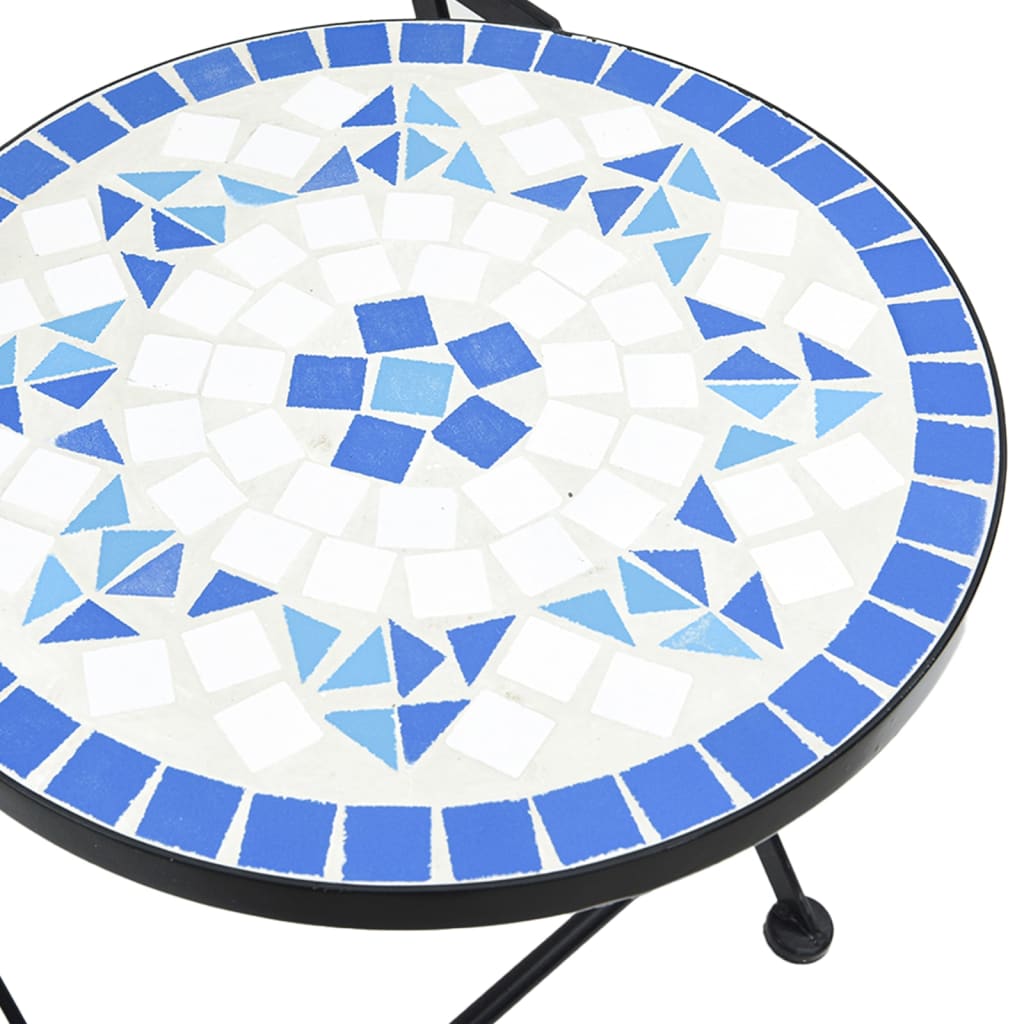 Bistrobord med mosaikk blå og hvit jern og keramikk
