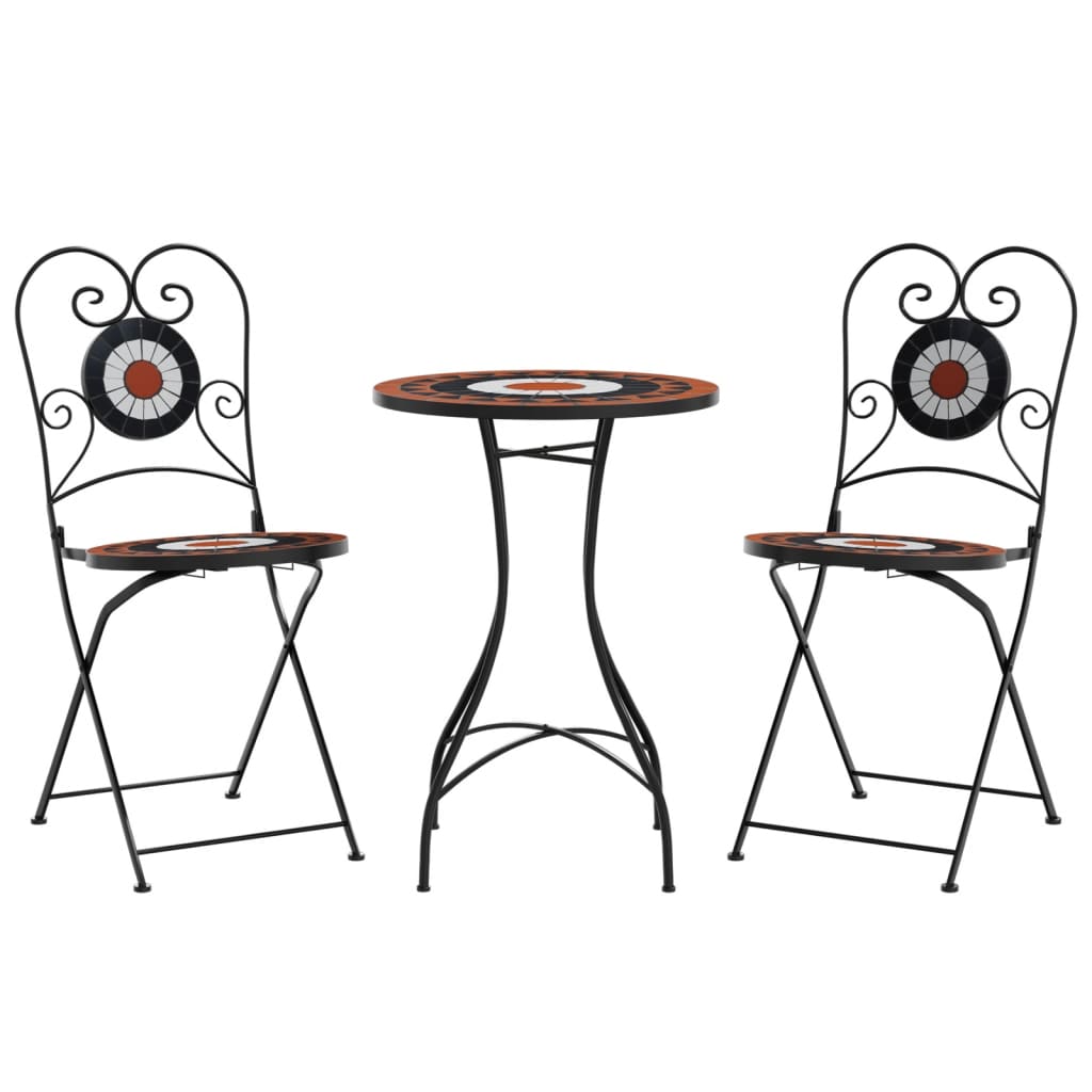 Bistrobord med mosaikk terrakotta og hvit jern og keramikk