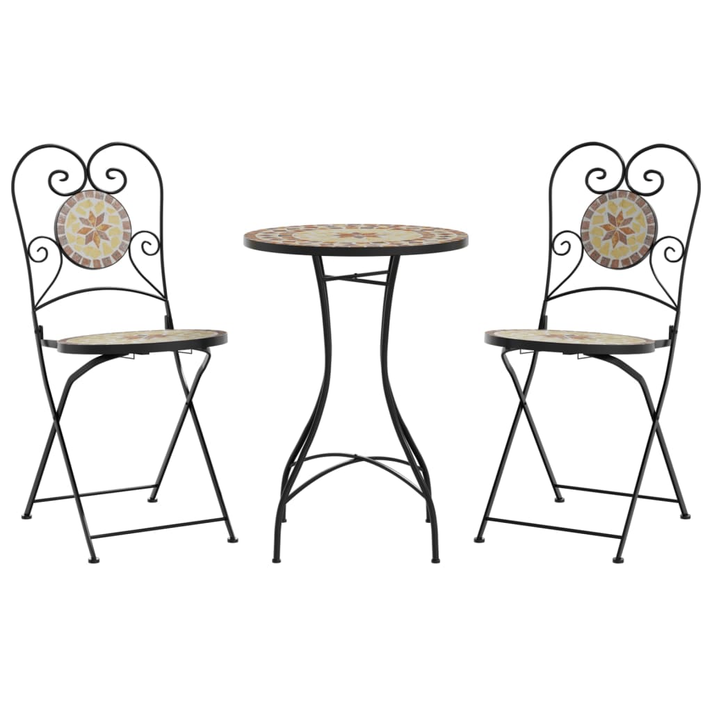 Bistrobord med mosaikk terrakotta og hvit jern og keramikk