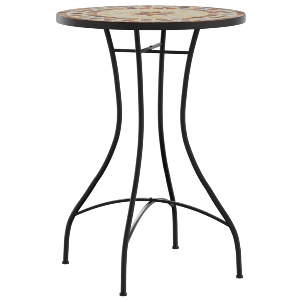 Bistrobord med mosaikk terrakotta og hvit jern og keramikk