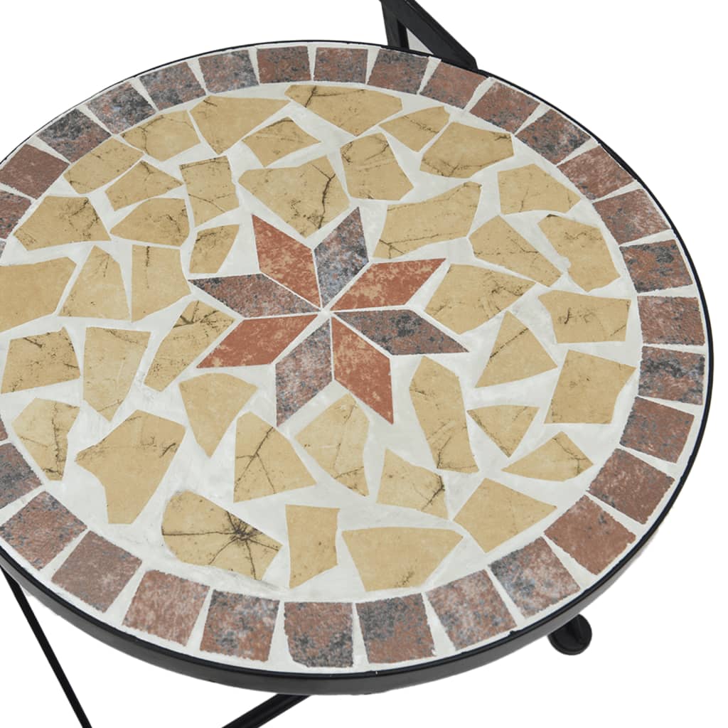 Bistrobord med mosaikk terrakotta og hvit jern og keramikk