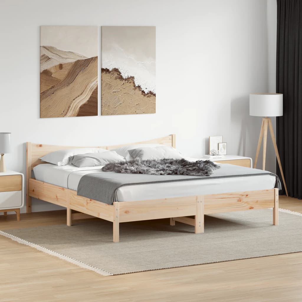 Sengeramme med madrass 200x200 cm heltre furu