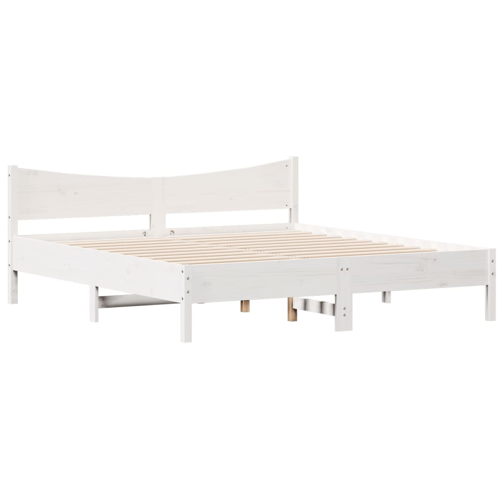 Sengeramme med madrass hvit 200x200 cm heltre furu