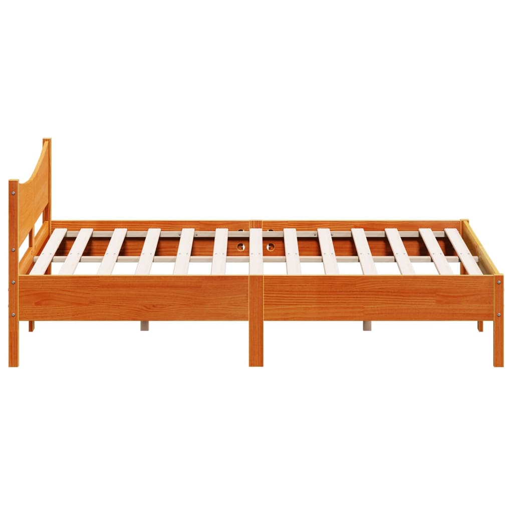 Sengeramme uten madrass voksbrun 200x200 cm heltre furu