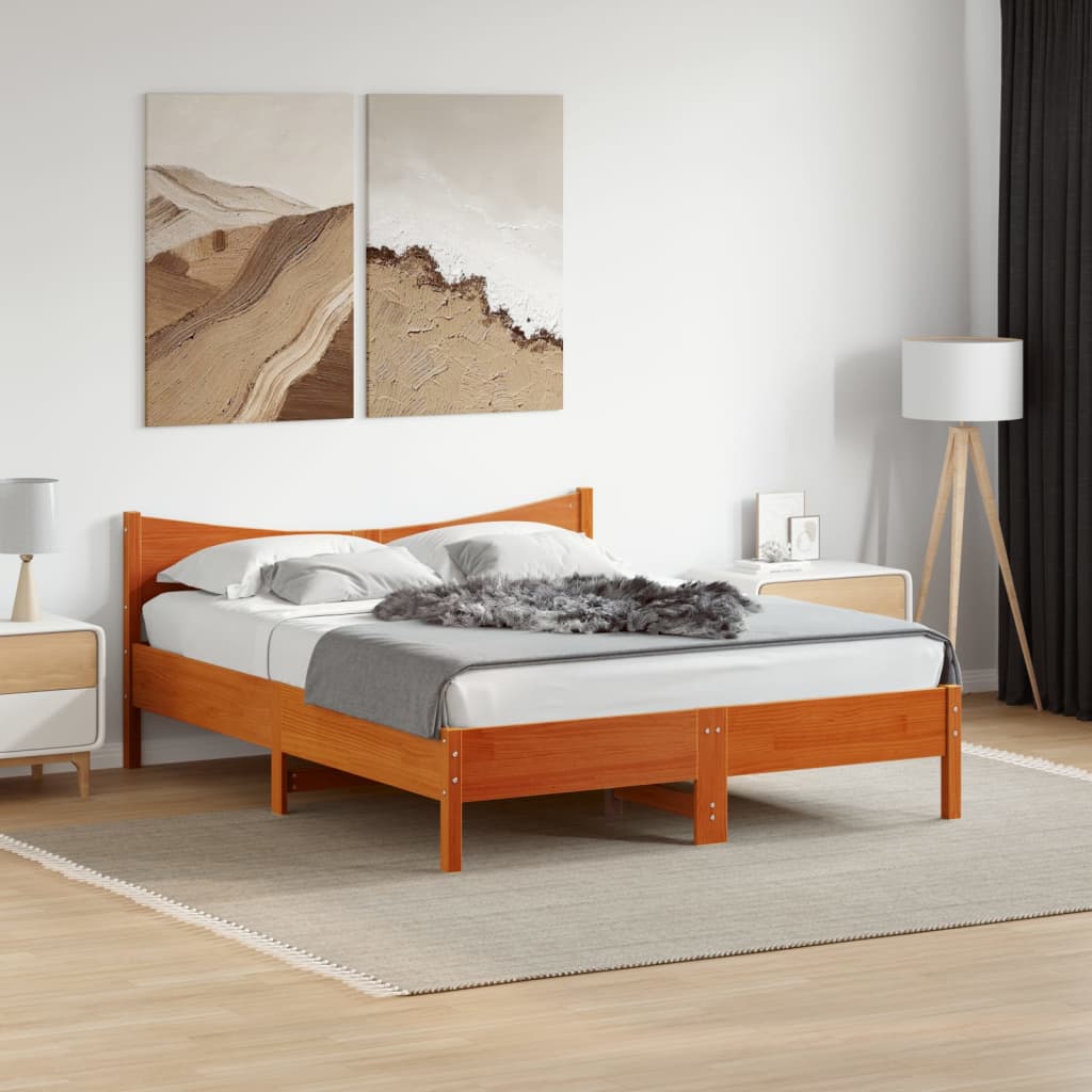 Sengeramme uten madrass brun 150x200 cm heltre furu