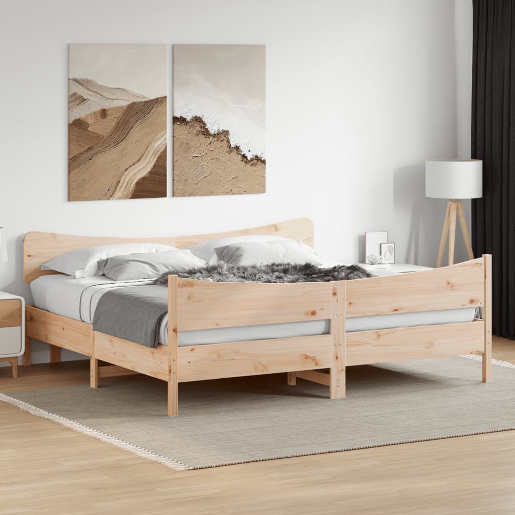 Sengeramme med madrass 200x200 cm heltre furu