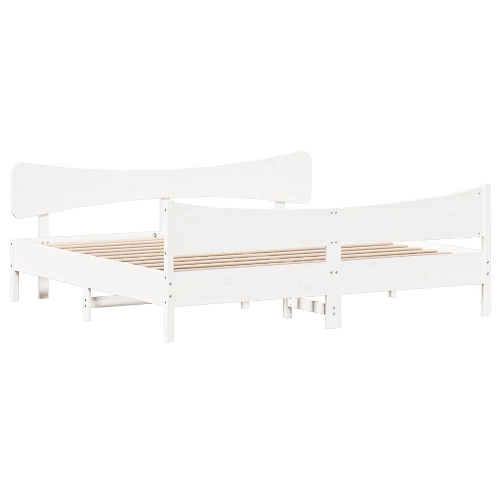 Sengeramme med madrass hvit 200x200 cm heltre furu