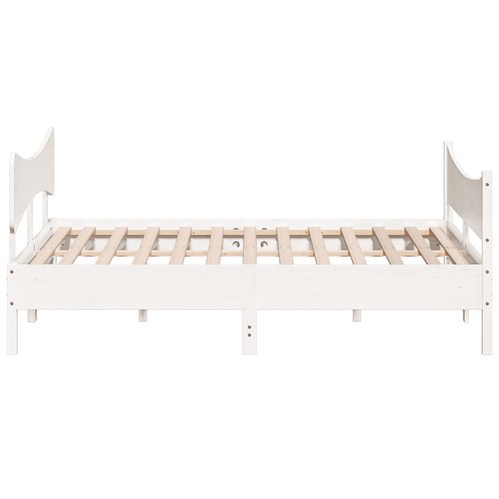 Sengeramme med madrass hvit 200x200 cm heltre furu