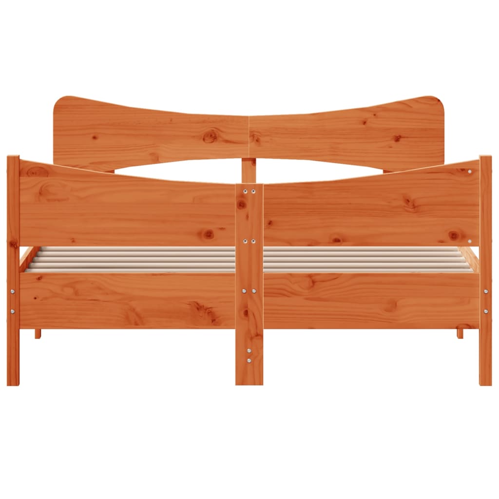 Sengeramme uten madrass voksbrun 140x190 cm heltre furu