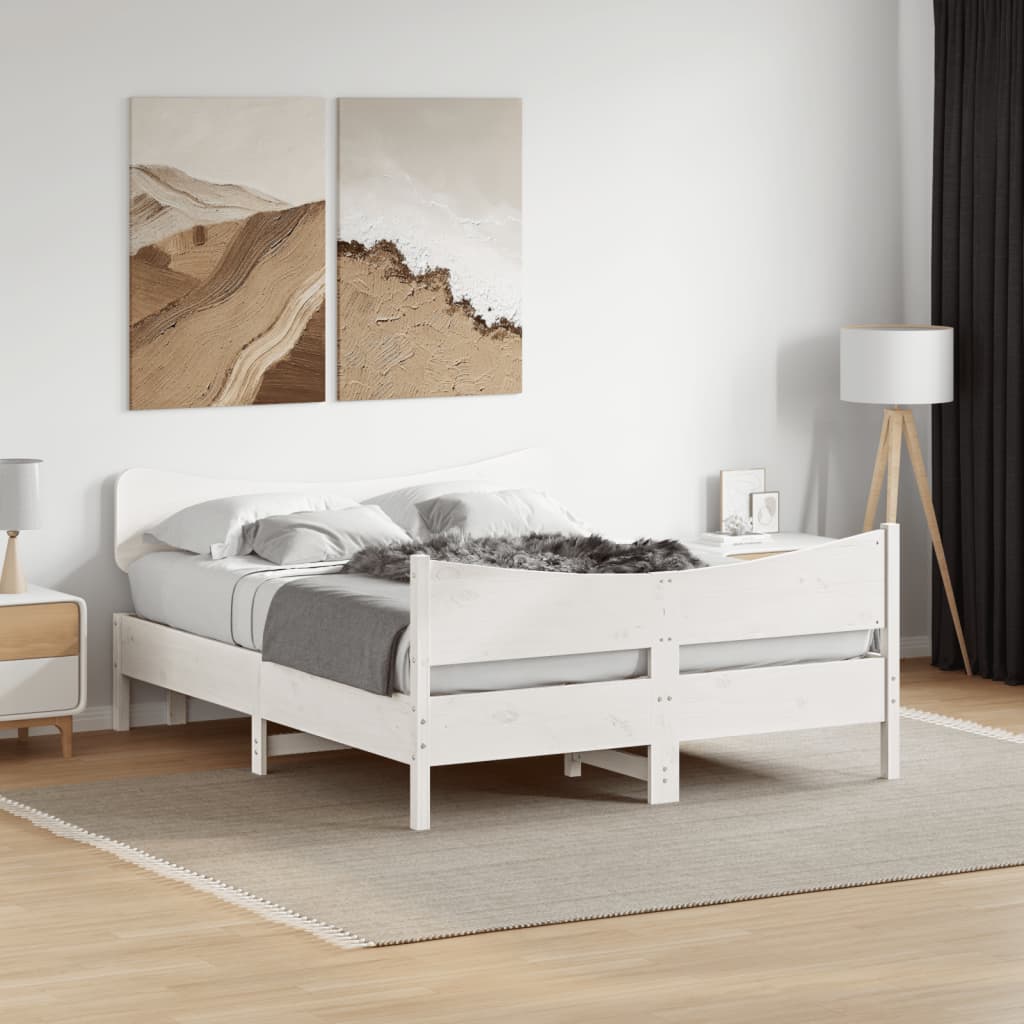 Sengeramme uten madrass hvit 135x190 cm heltre furu