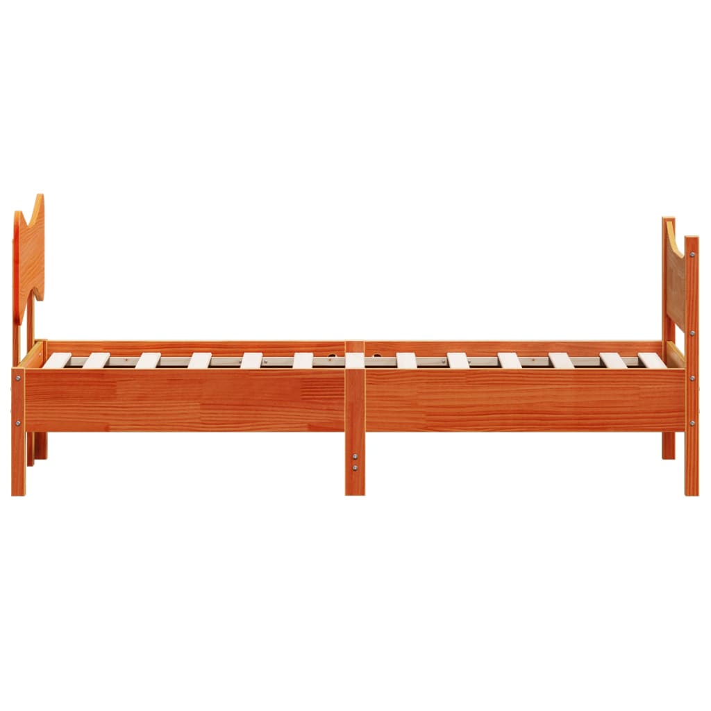 Sengeramme uten madrass voksbrun 75x190 cm heltre furu
