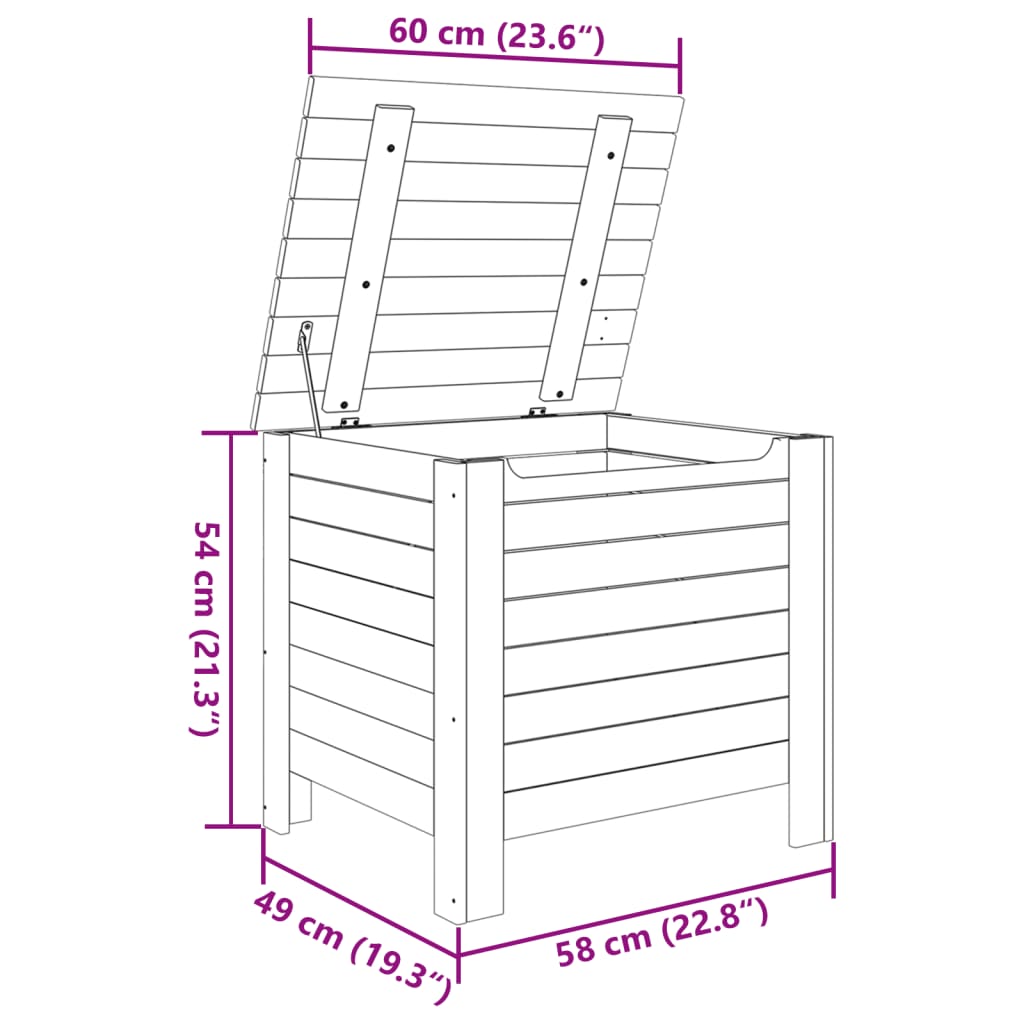 Putekasse med lokk RANA 60x49x54 cm heltre furu