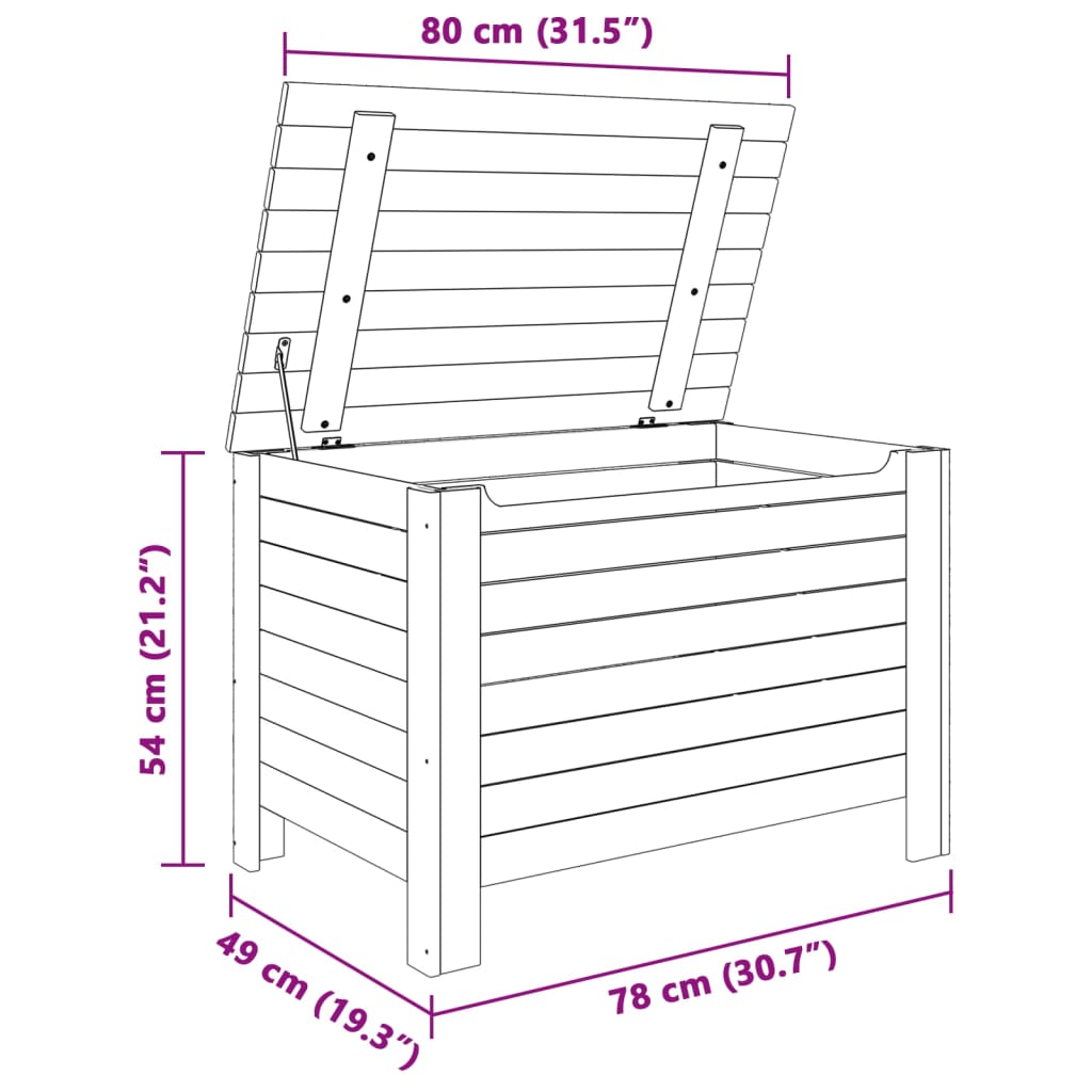 Putekasse med lokk RANA 80x49x54 cm heltre furu