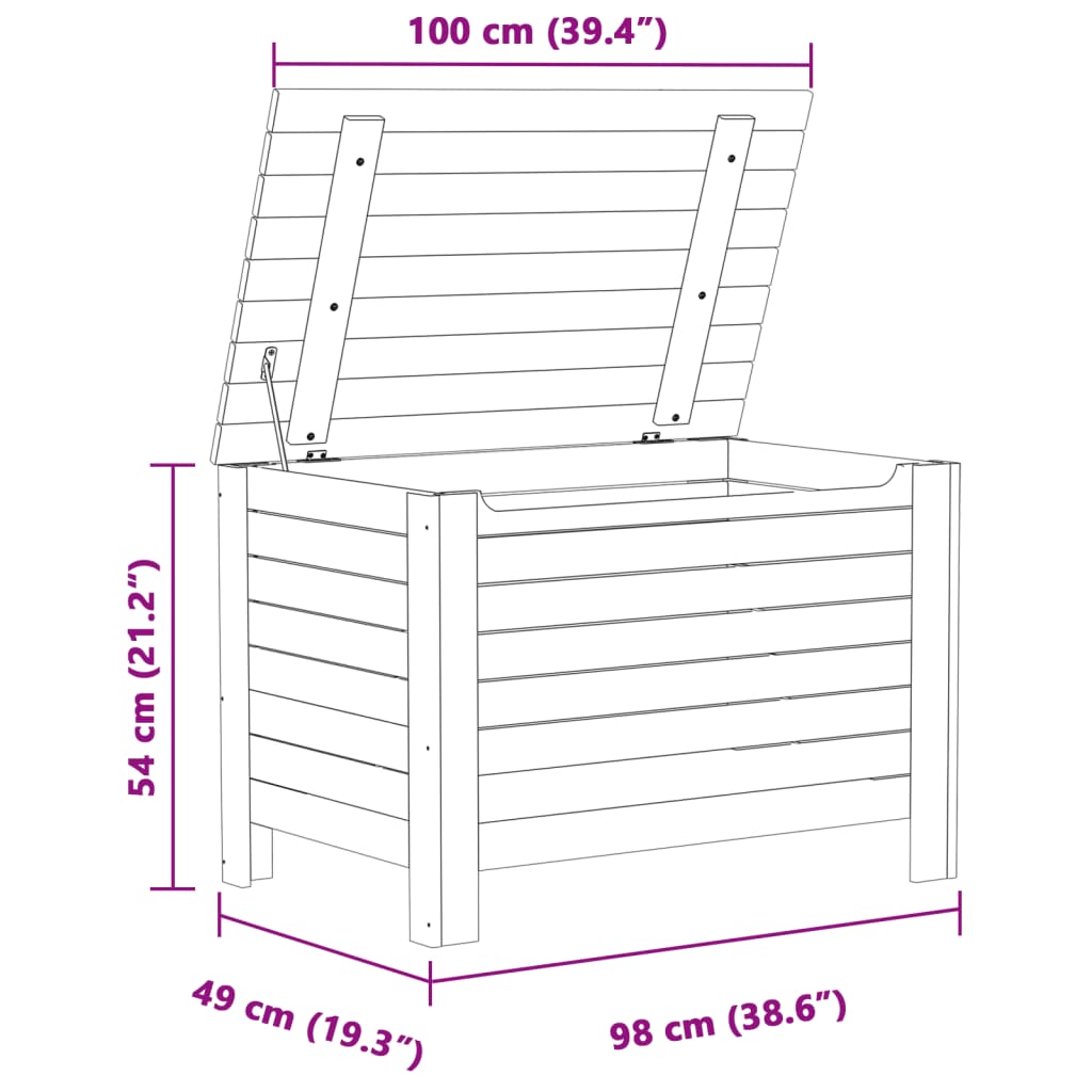 Putekasse med lokk RANA 100x49x54 cm heltre furu