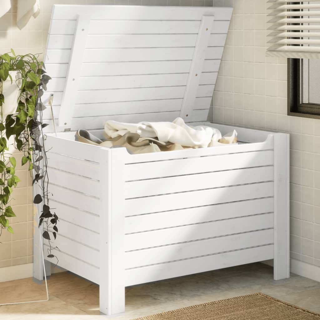 Putekasse med lokk RANA hvit 100x49x54 cm heltre furu