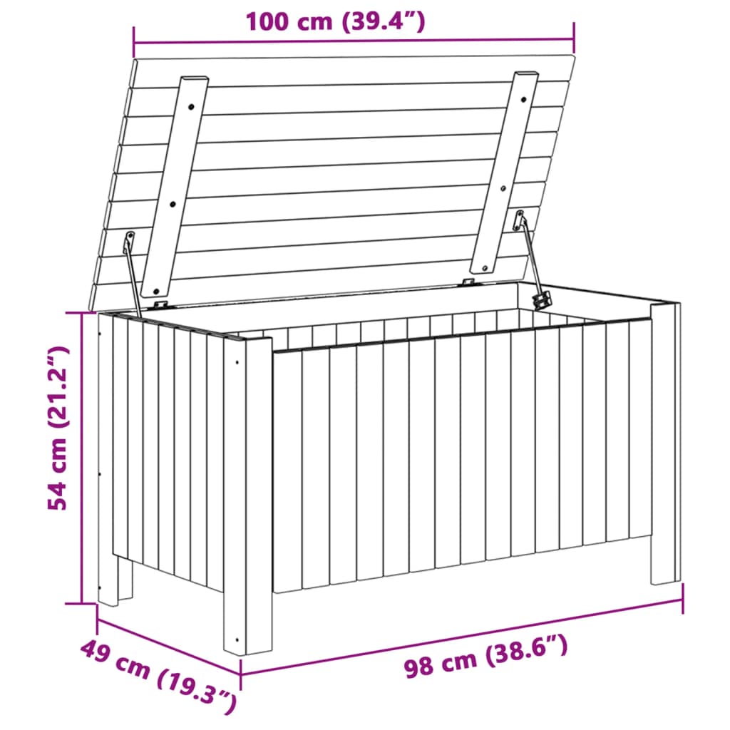 Putekasse med lokk RANA hvit 100x49x54 cm heltre furu