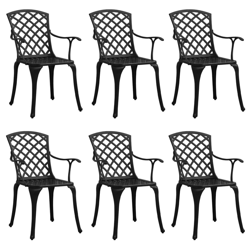 Hagestoler 6 stk støpt aluminium svart