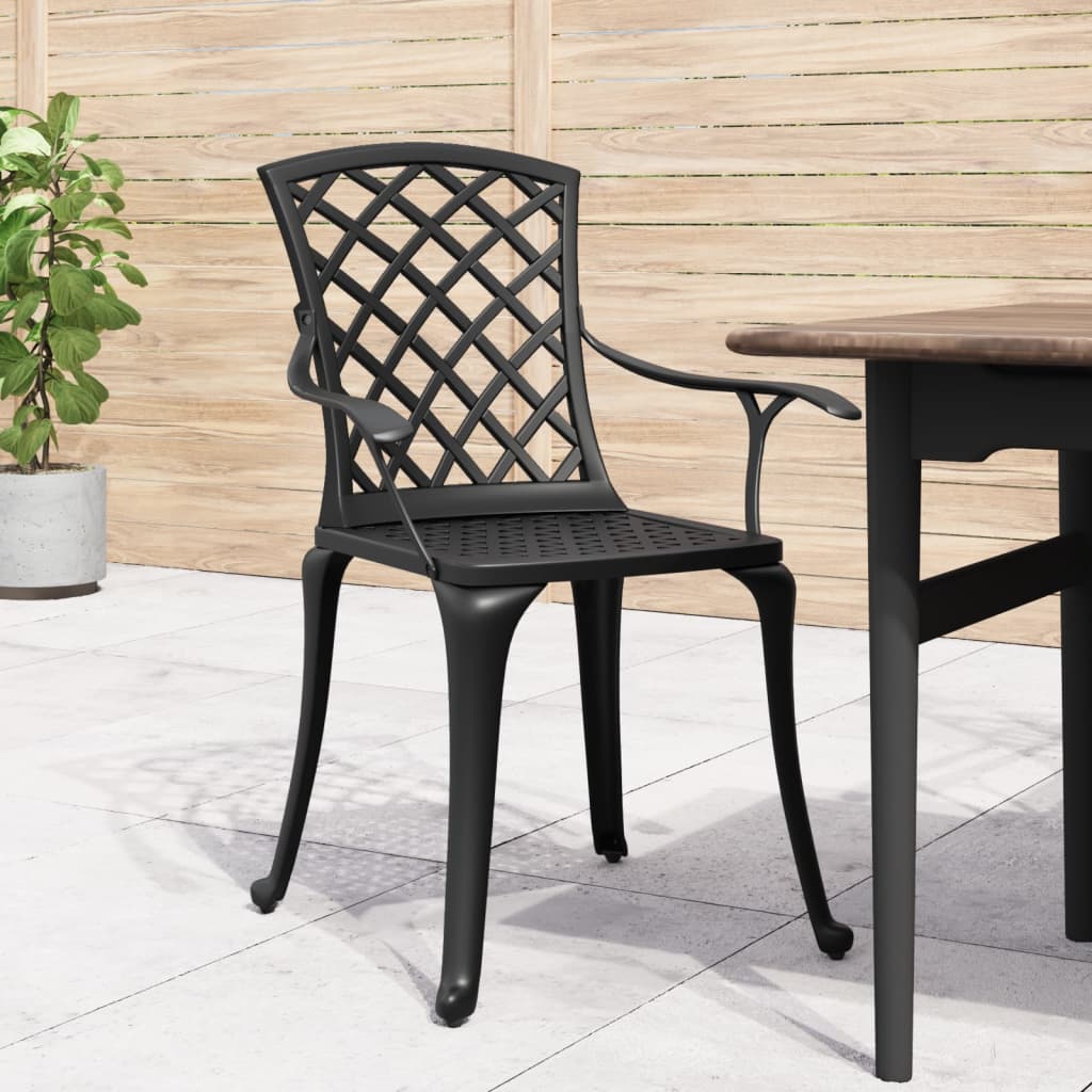Hagestoler 6 stk støpt aluminium svart