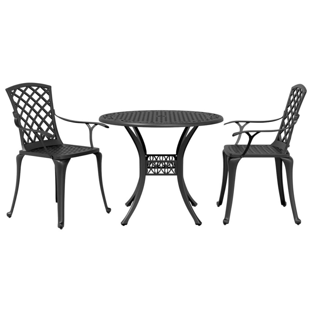 Bistrosett 3 deler svart støpt aluminium