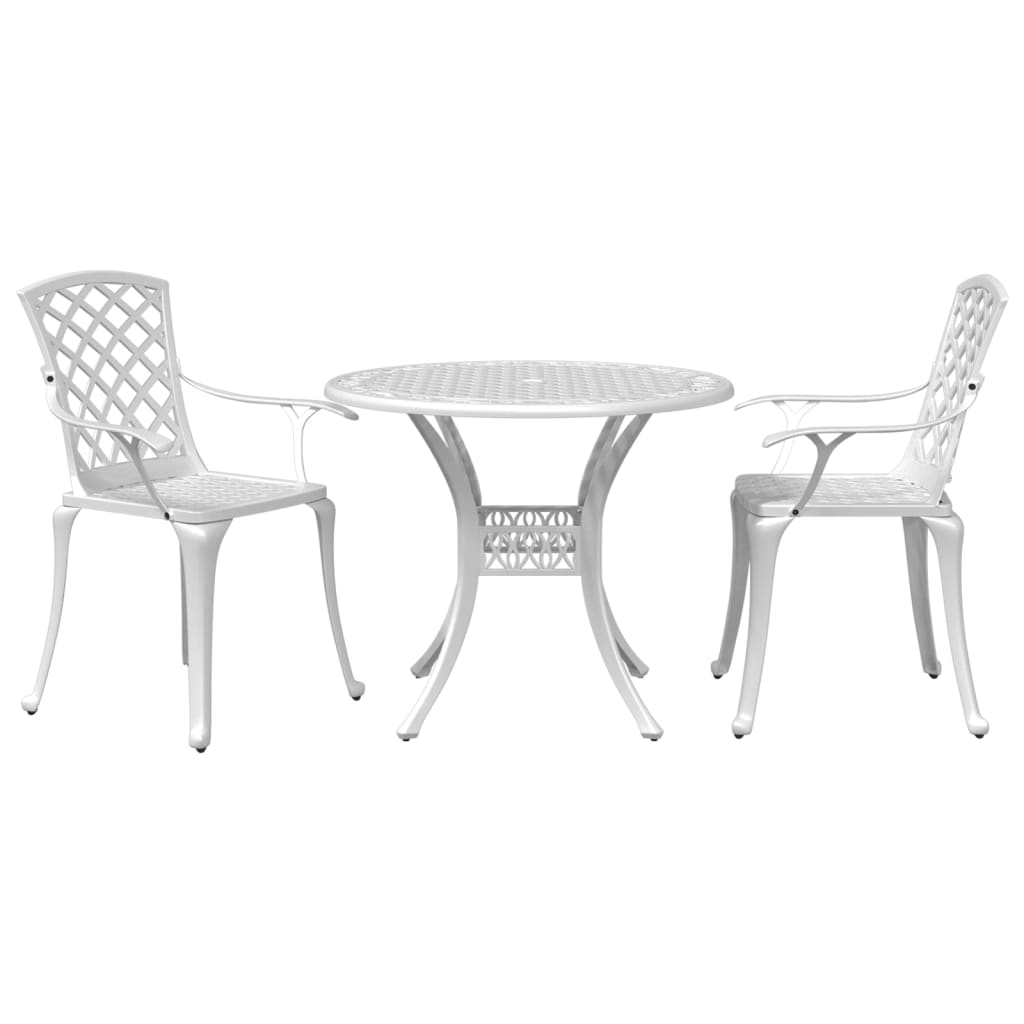 Bistrosett 3 deler hvit støpt aluminium