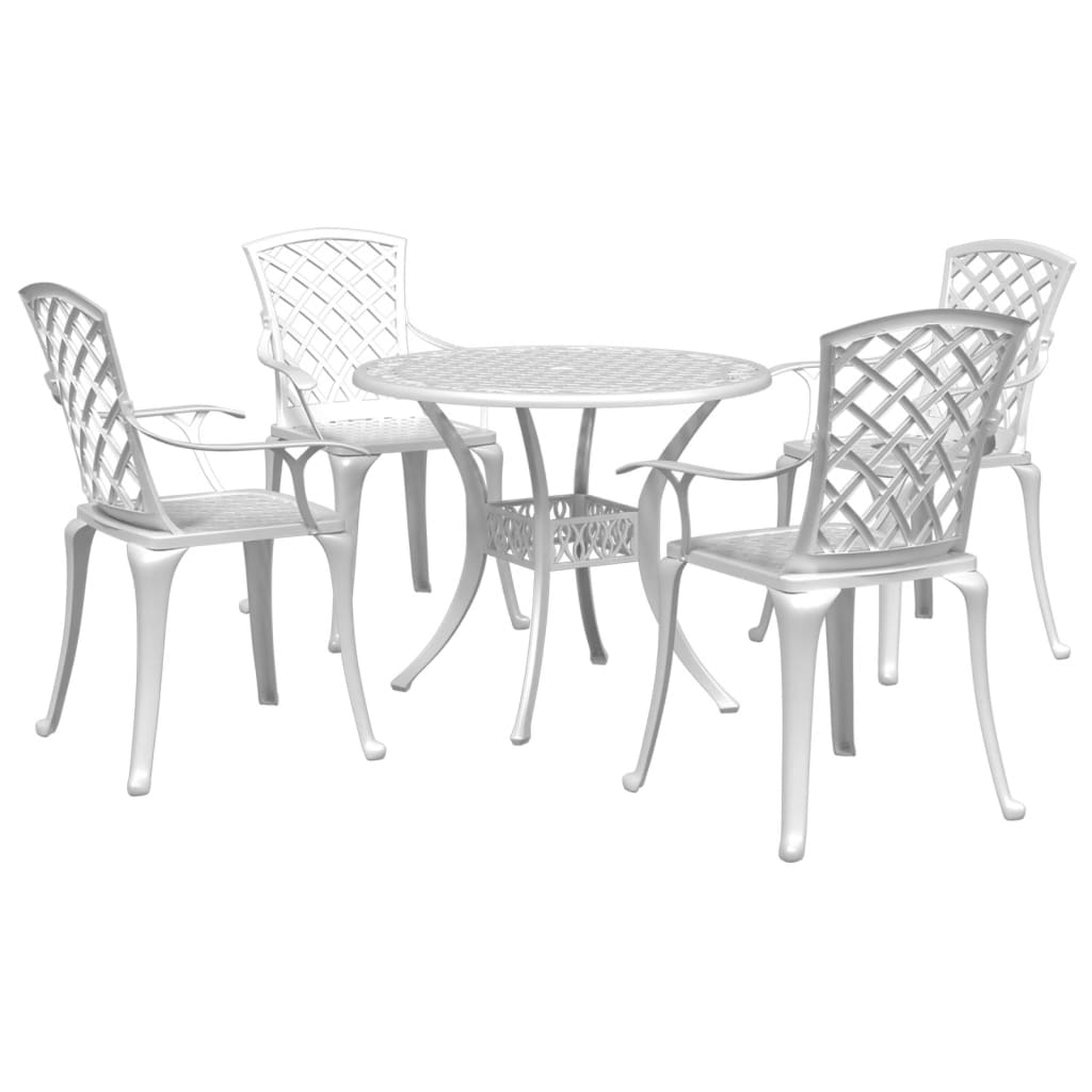 Hagespisegruppe 5 deler hvit støpt aluminium