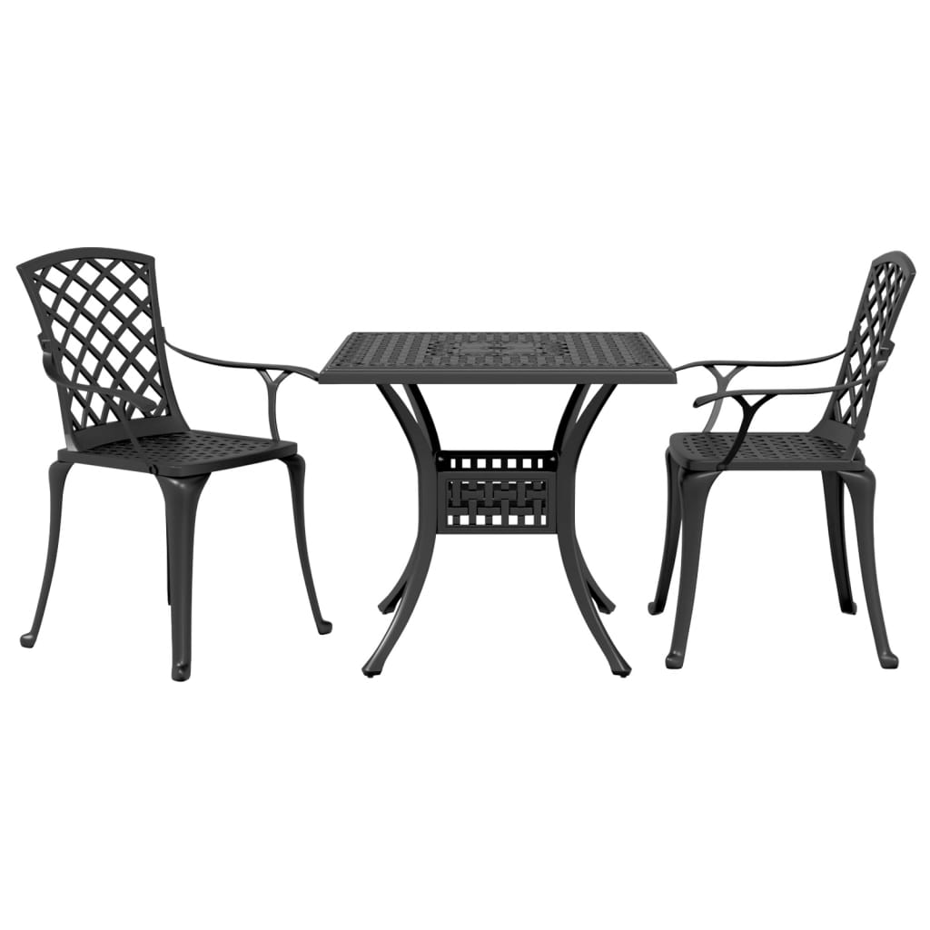 Bistrosett 3 deler svart støpt aluminium
