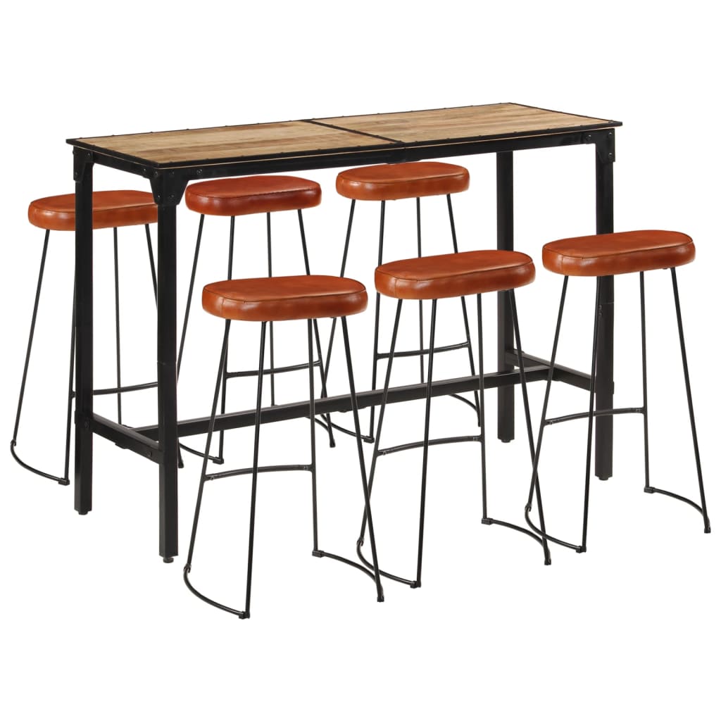 Barsett 7 deler grov heltre mango og metall