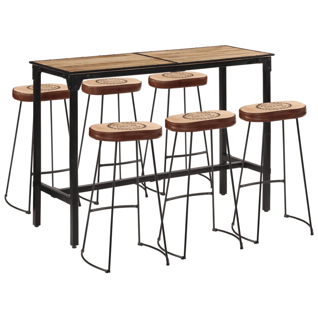 Barsett 7 deler grov heltre mango og metall