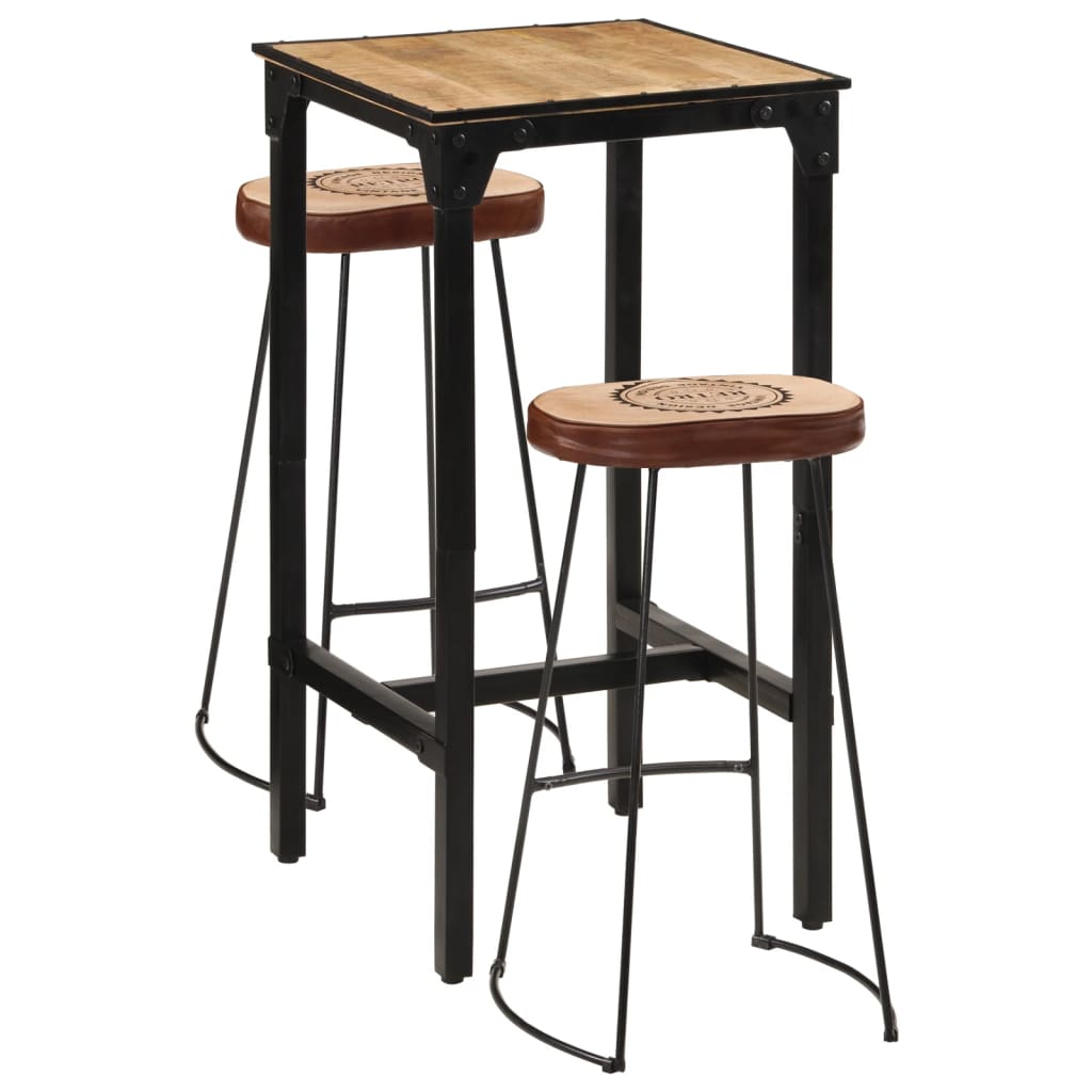 Barsett 3 deler grov heltre mango og metall