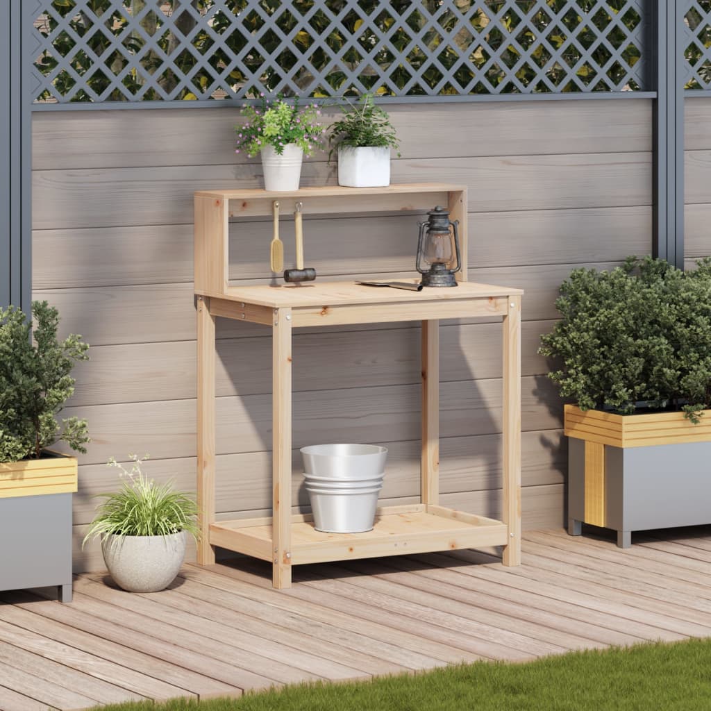 Pottebord med hyller 82,5x50x109,5 cm heltre furu vidaXL