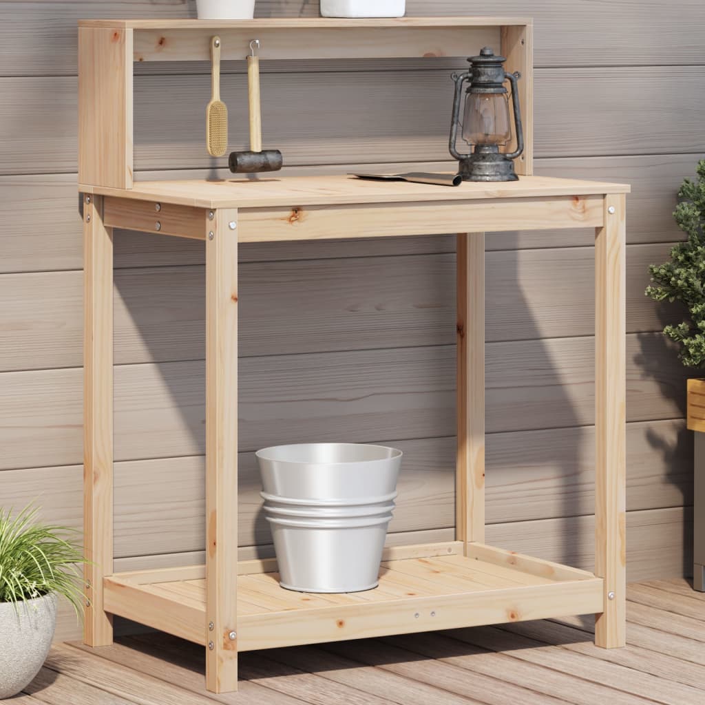 Pottebord med hyller 82,5x50x109,5 cm heltre furu vidaXL