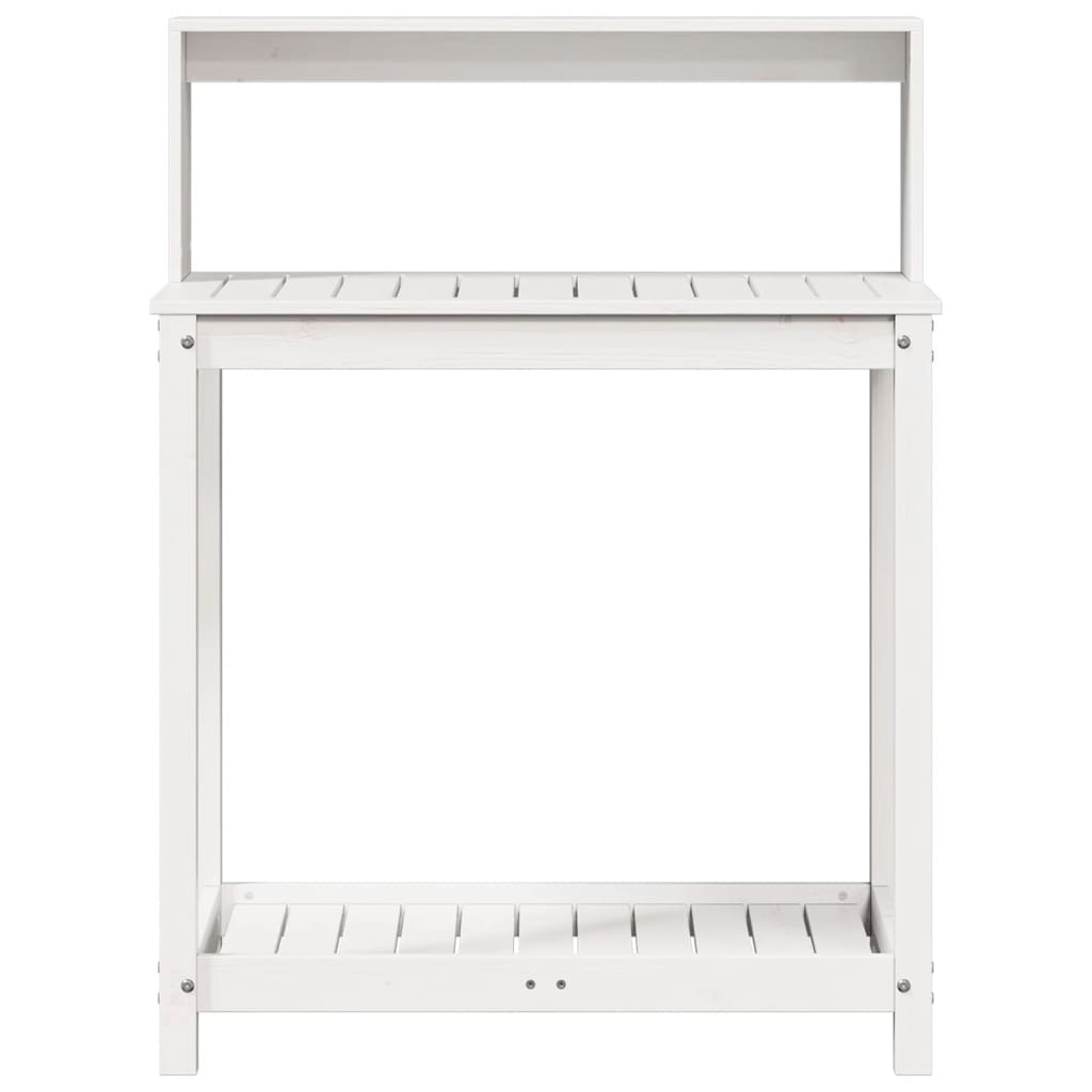 Pottebord med hyller hvit 82,5x50x109,5 cm heltre furu