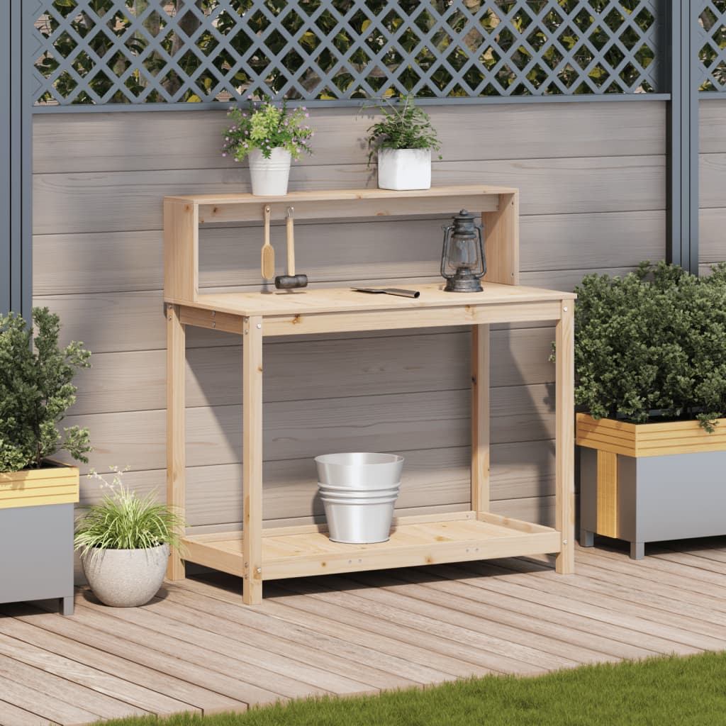 Pottebord med hyller 108x50x109,5 cm heltre furu vidaXL