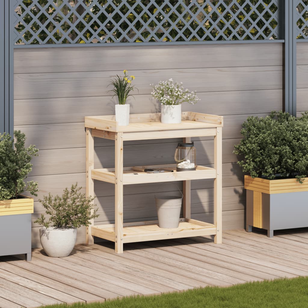 Pottebord med hyller 82,5x45x86,5 cm heltre furu