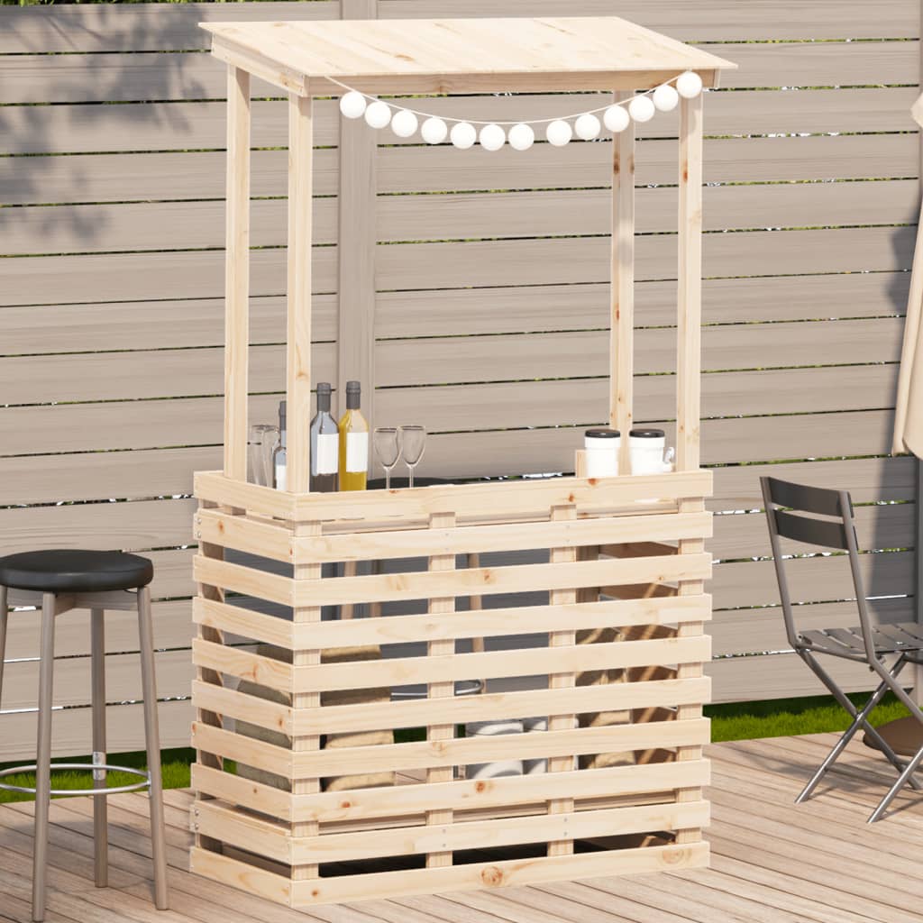 Utendørs barbord med tak 112,5x57x195,5 cm heltre furu