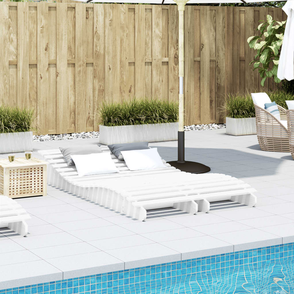 Solsenger 2 stk hvit 205x60x31,5 cm heltre furu