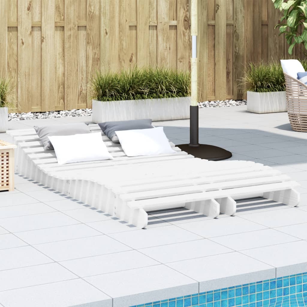 Solsenger 2 stk hvit 205x60x31,5 cm heltre furu