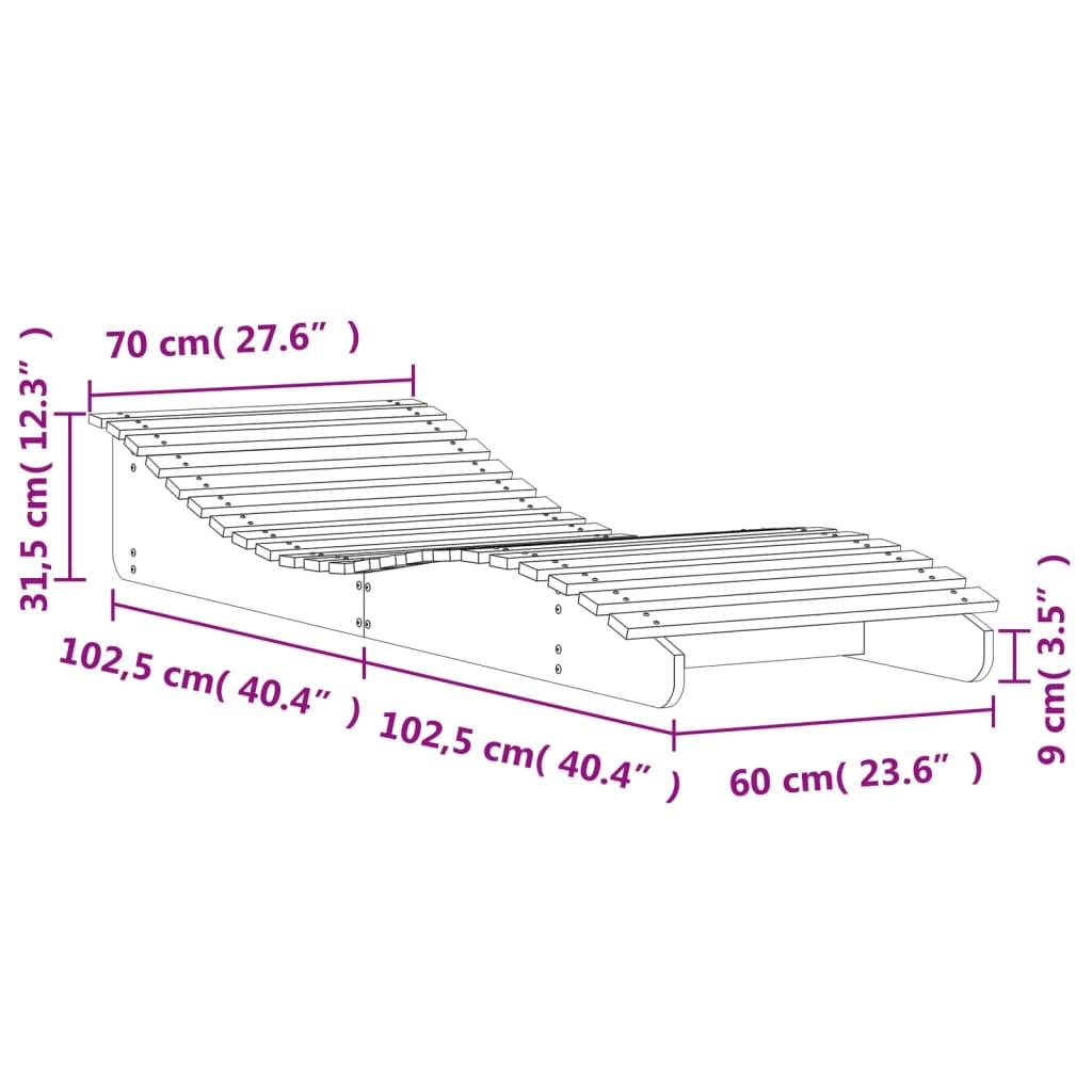 Solseng 205x70x31,5 cm heltre douglas gran