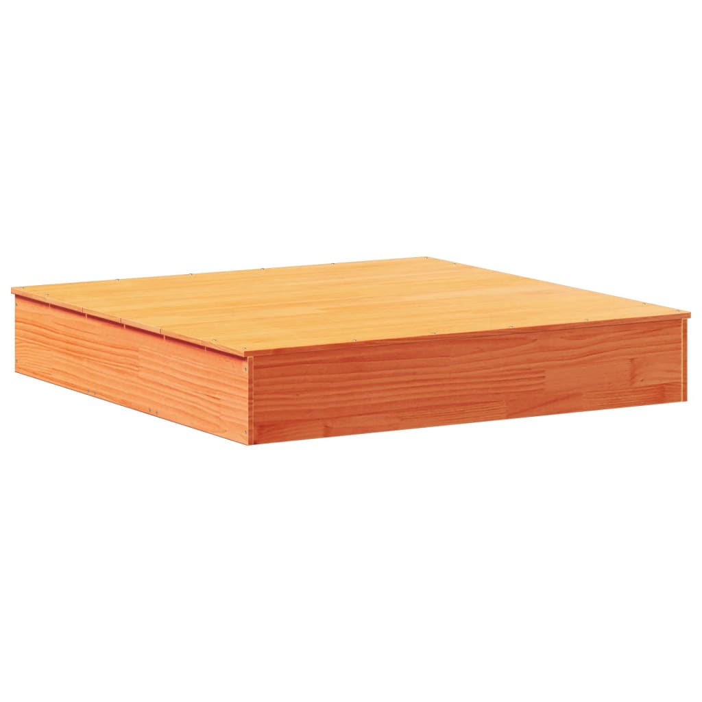 Sandkasse med lokk voksbrun 111x111x19,5 cm heltre furu