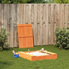 Sandkasse med lokk voksbrun 111x111x19,5 cm heltre furu