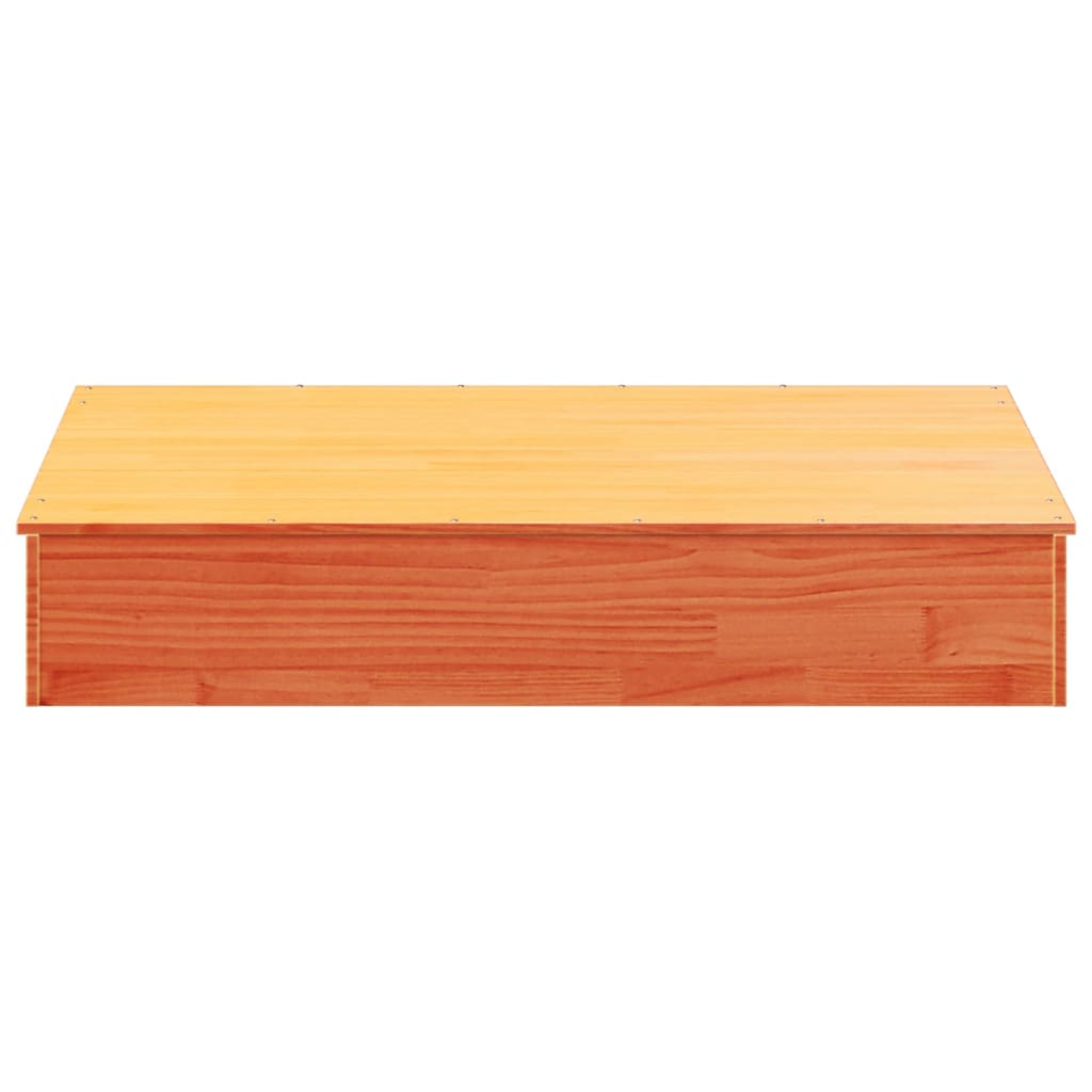 Sandkasse med lokk voksbrun 111x111x19,5 cm heltre furu