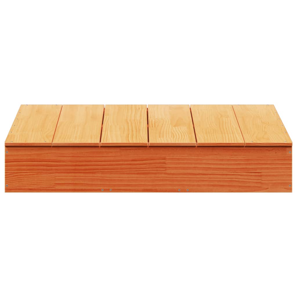 Sandkasse med lokk voksbrun 111x111x19,5 cm heltre furu