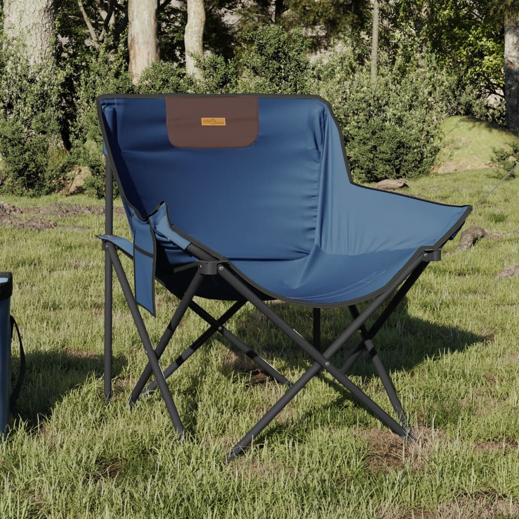 Campingstoler med lomme 2 stk sammenleggbar blå