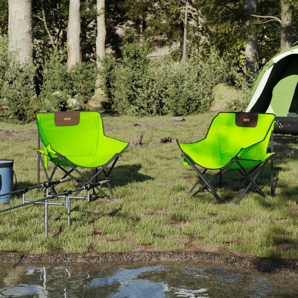 Campingstoler med lomme 2 stk sammenleggbar grønn