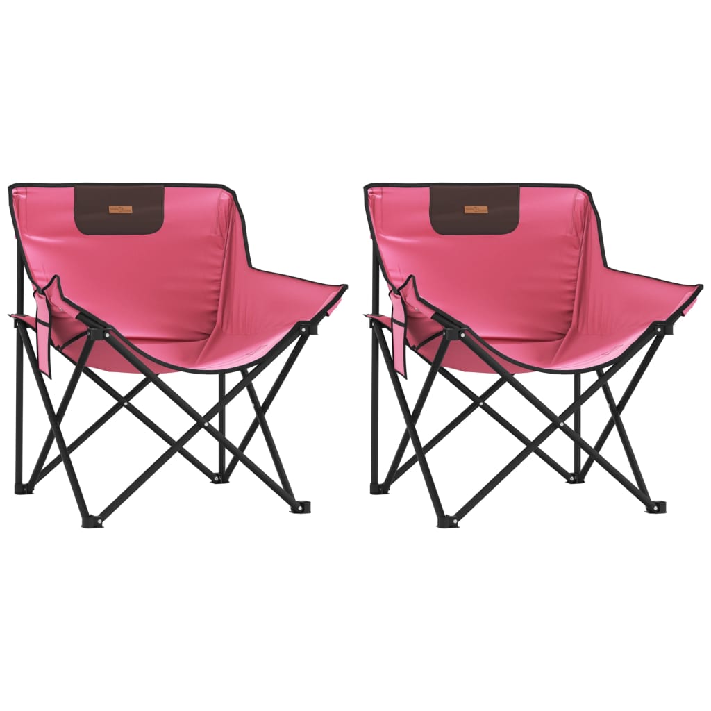 Campingstoler med lomme 2 stk sammenleggbar rosa