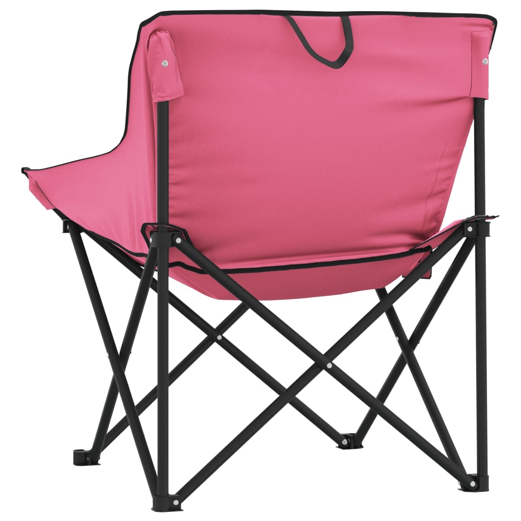 Campingstoler med lomme 2 stk sammenleggbar rosa