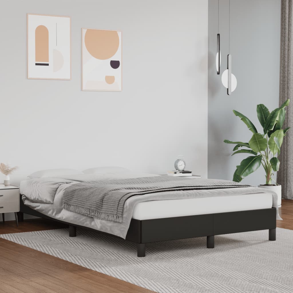 Sengeramme svart 120x190 cm kunstlær