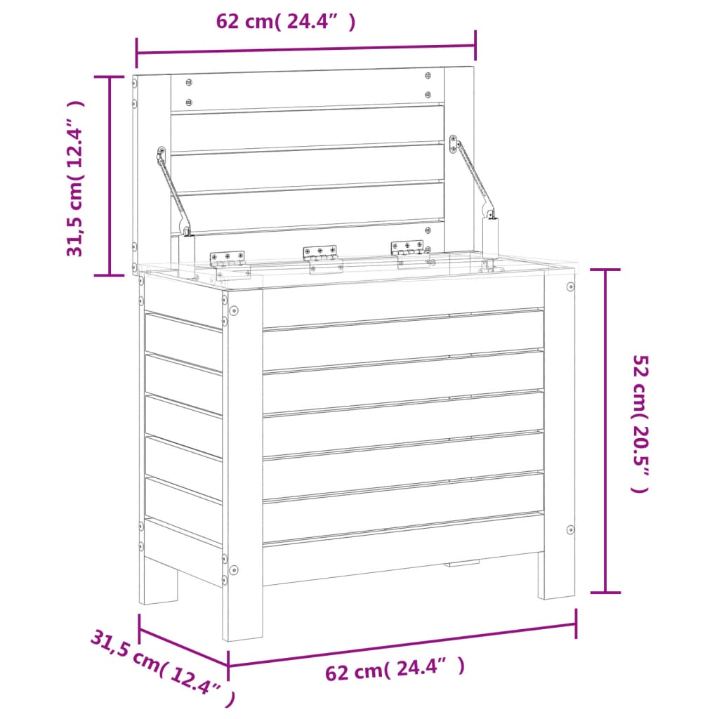 Hagefotskammel 62x31,5x52 cm heltre furu