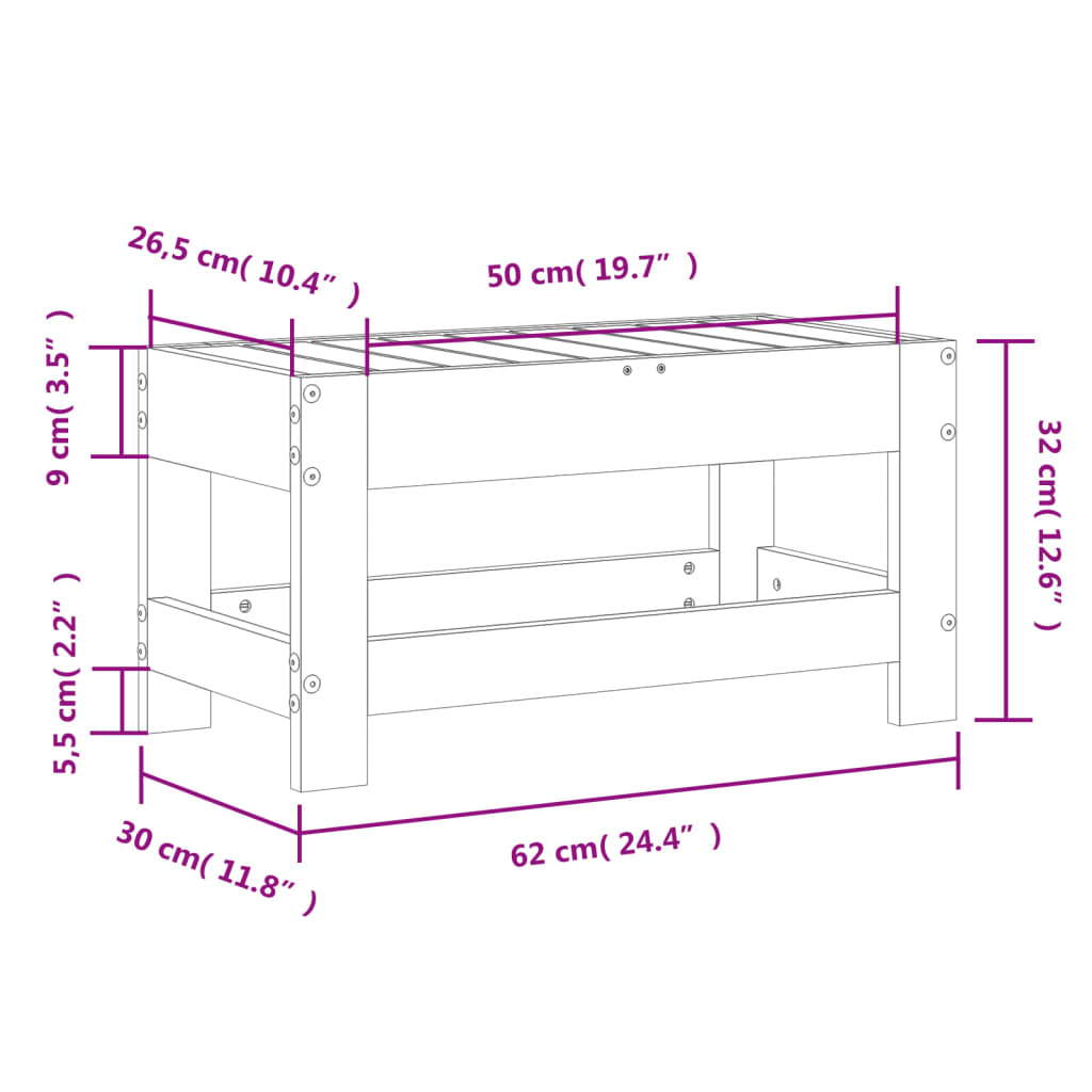 Hagefotskammel 62x30x32 cm douglasgran
